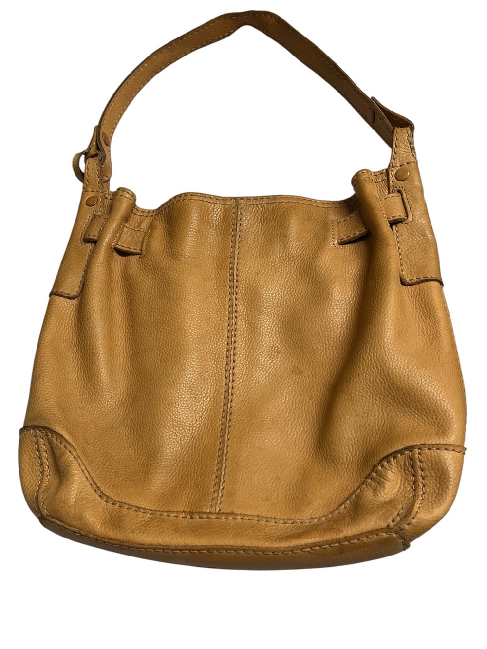 Fossil Leather Shoulder Hobo in Mustard Tan